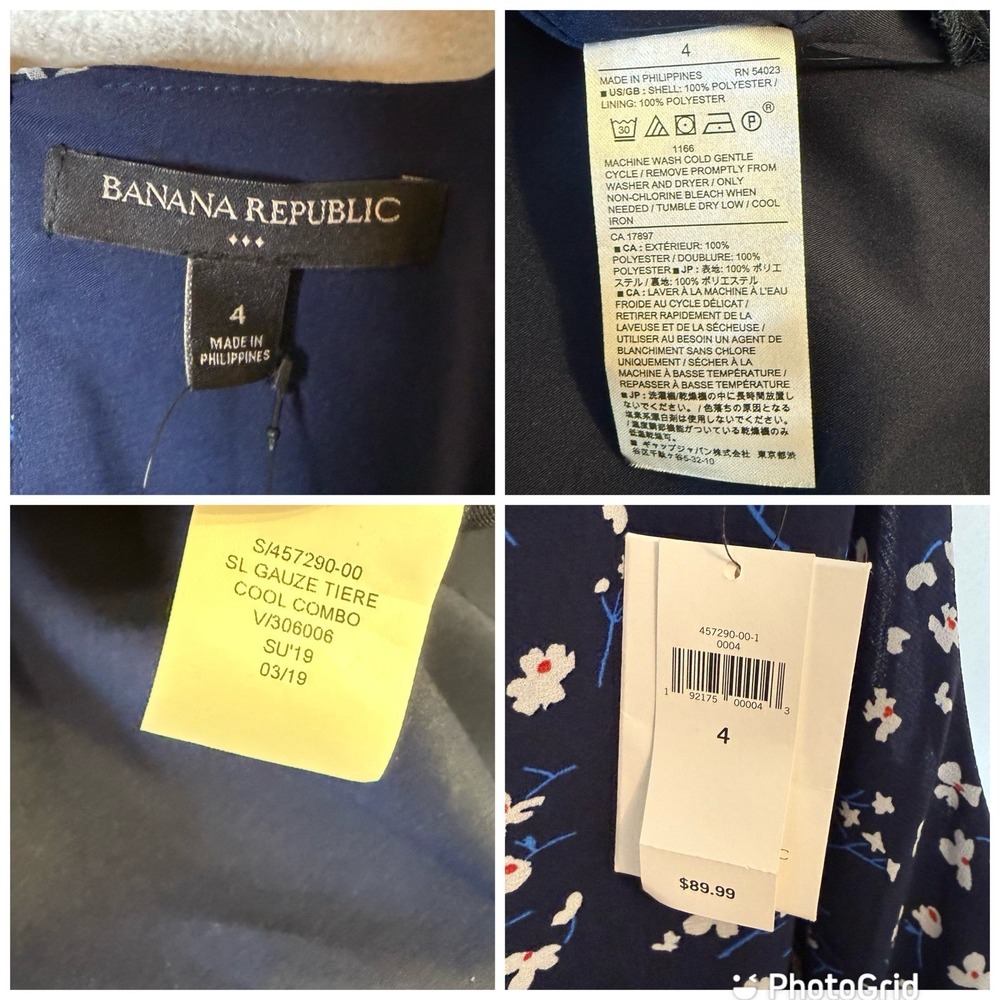 New Banana Republic Sleeveless Gauze Tiered Cool‎ Combo Dress Floral Women's 4 - Picture 9 of 10
